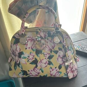Guess Yellow Floral Satchel